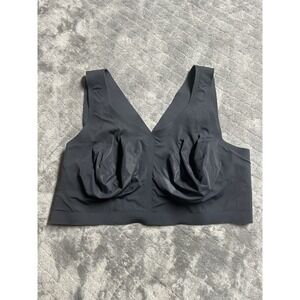 Evelyn Bobbie The Defy Bra Pull Over Black Wireless Comfort Support 2XL V Neck